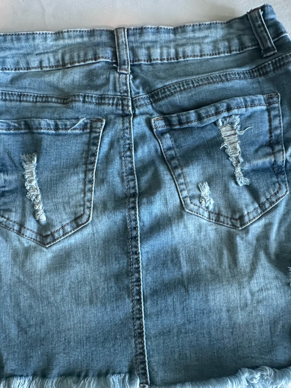Wax Jean Light Blue Distressed Denim Mini Skirt